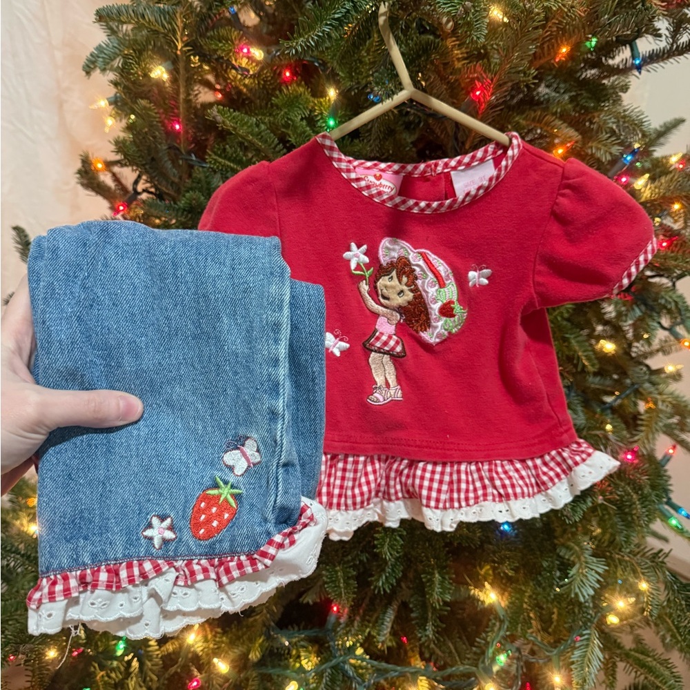 Y2k strawberry shortcake outfit set 3t